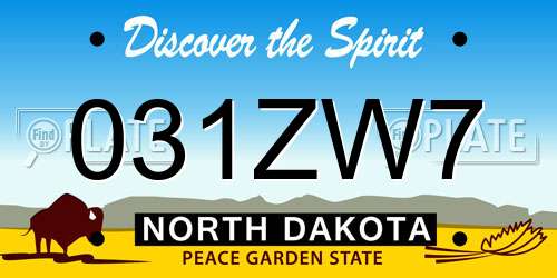 031ZW7 North Dakota License Plate