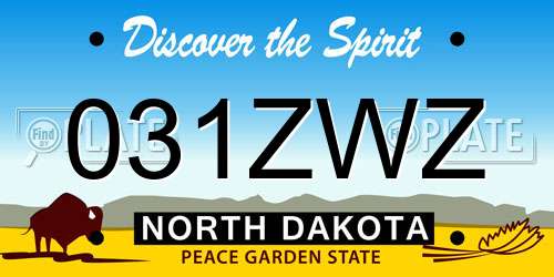 031ZWZ North Dakota License Plate