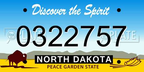 0322757 North Dakota License Plate