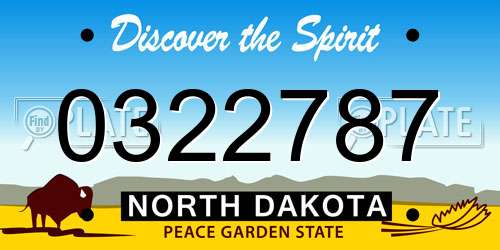 0322787 North Dakota License Plate