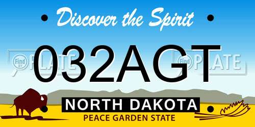 032AGT North Dakota License Plate