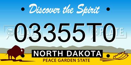 03355T0 North Dakota License Plate