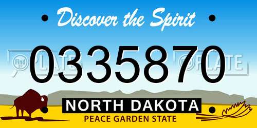 0335870 North Dakota License Plate