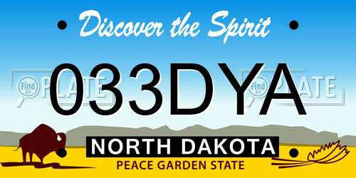 033DYA North Dakota License Plate