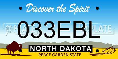 033EBL North Dakota License Plate