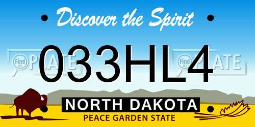 033HL4 North Dakota License Plate