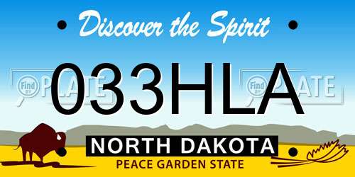 033HLA North Dakota License Plate