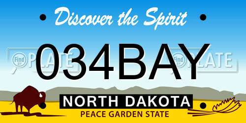 034BAY North Dakota License Plate