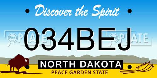 034BEJ North Dakota License Plate