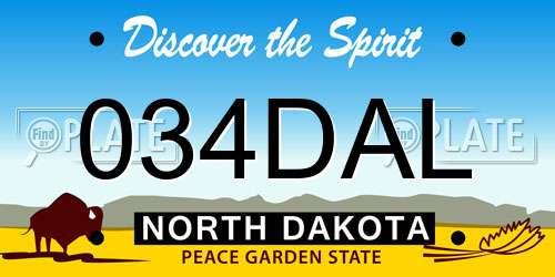 034DAL North Dakota License Plate