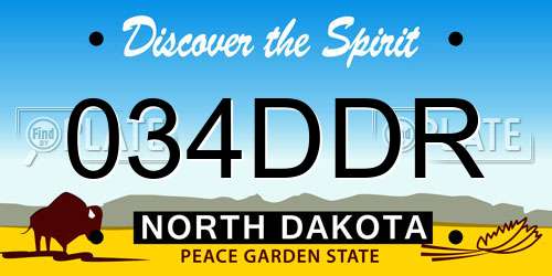 034DDR North Dakota License Plate
