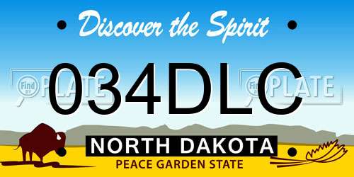 034DLC North Dakota License Plate