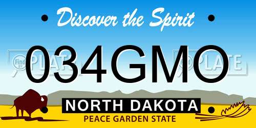 034GMO North Dakota License Plate