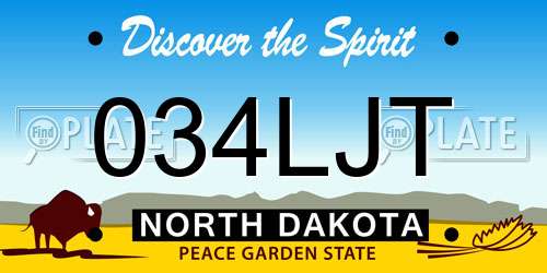 034LJT North Dakota License Plate