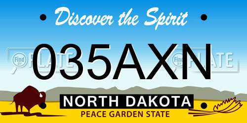 035AXN North Dakota License Plate