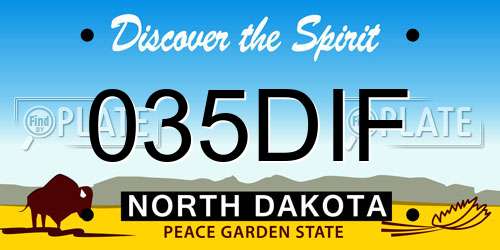 035DIF North Dakota License Plate
