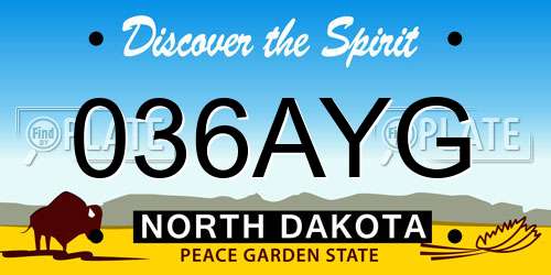 036AYG North Dakota License Plate