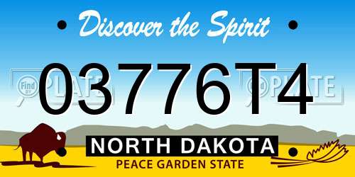03776T4 North Dakota License Plate