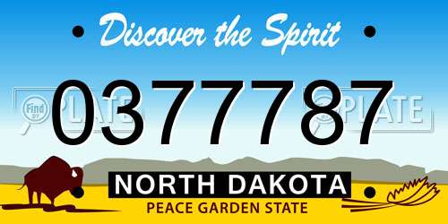0377787 North Dakota License Plate