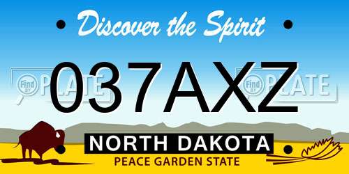 037AXZ North Dakota License Plate