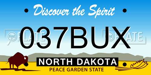037BUX North Dakota License Plate