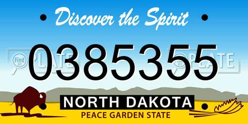 0385355 North Dakota License Plate