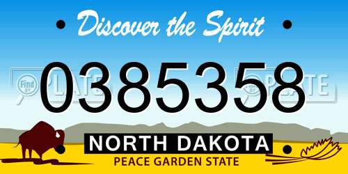 0385358 North Dakota License Plate
