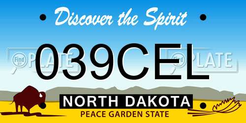 039CEL North Dakota License Plate