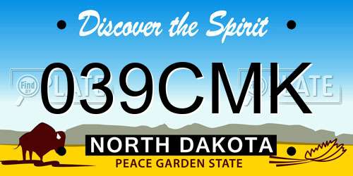039CMK North Dakota License Plate