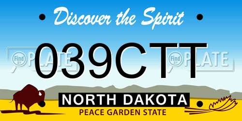 039CTT North Dakota License Plate