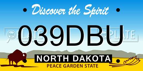 039DBU North Dakota License Plate