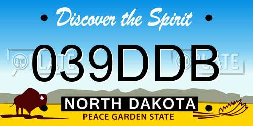 039DDB North Dakota License Plate
