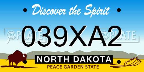 039XA2 North Dakota License Plate