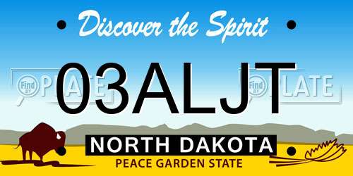 03ALJT North Dakota License Plate