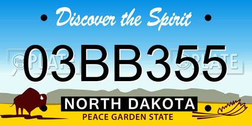 03BB355 North Dakota License Plate