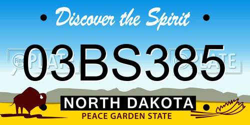 03BS385 North Dakota License Plate