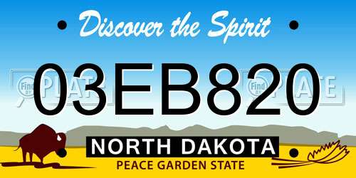 03EB820 North Dakota License Plate