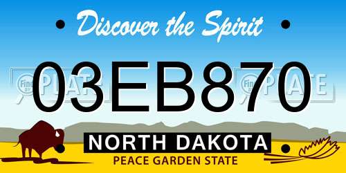 03EB870 North Dakota License Plate