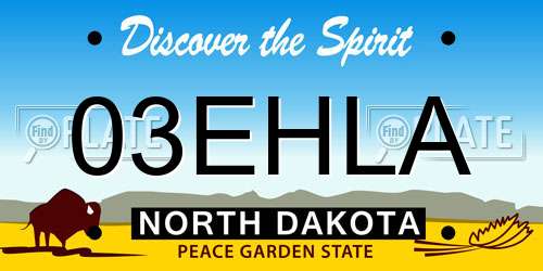 03EHLA North Dakota License Plate