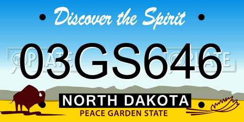 03GS646 North Dakota License Plate
