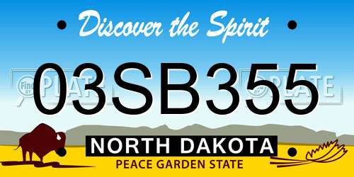 03SB355 North Dakota License Plate