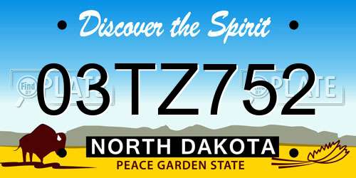 03TZ752 North Dakota License Plate