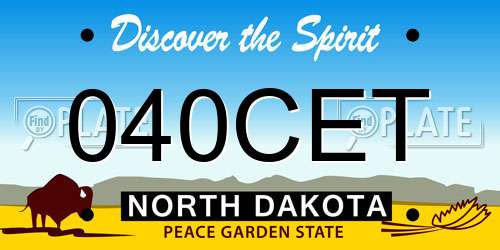 040CET North Dakota License Plate