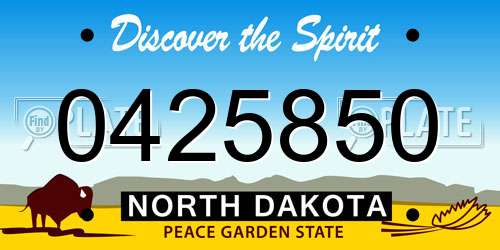 0425850 North Dakota License Plate