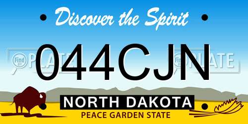 044CJN North Dakota License Plate