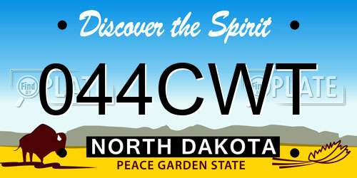 044CWT North Dakota License Plate