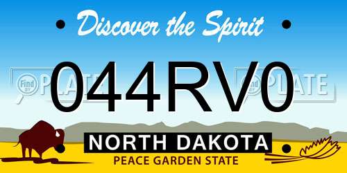 044RV0 North Dakota License Plate