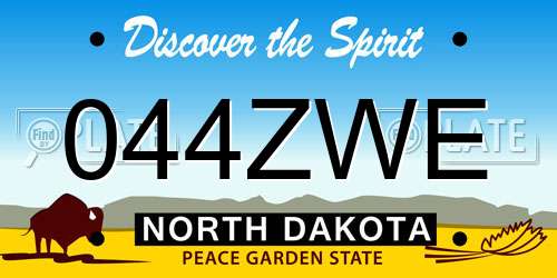 044ZWE North Dakota License Plate