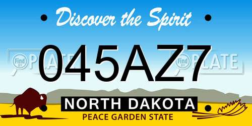 045AZ7 North Dakota License Plate