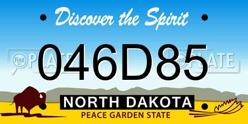 046D85 North Dakota License Plate